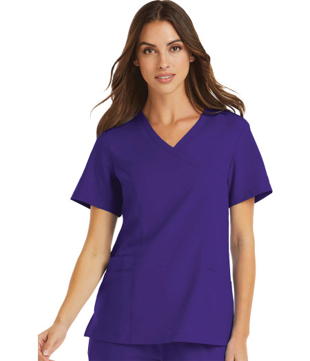 Clearance Balance by Dickies Women's Mock Wrap Solid Scrub Top