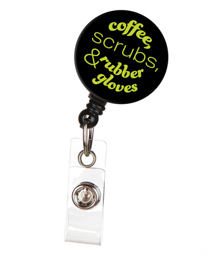 Coffee Scrubs and Rubber Gloves Badge Reel - Coffee Badge Reel - Scrub  Badge Holder - Labor and Delivery ID Badge Holder - Nurse Badge Reel Holder  