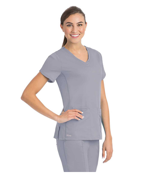 Grey's Anatomy by BARCO Side Panel V-Neck Solid Scrub Top - 41423 4277